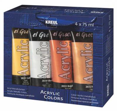 KREUL el Greco Acrylic 75 ml 4er Set Metallic Colors